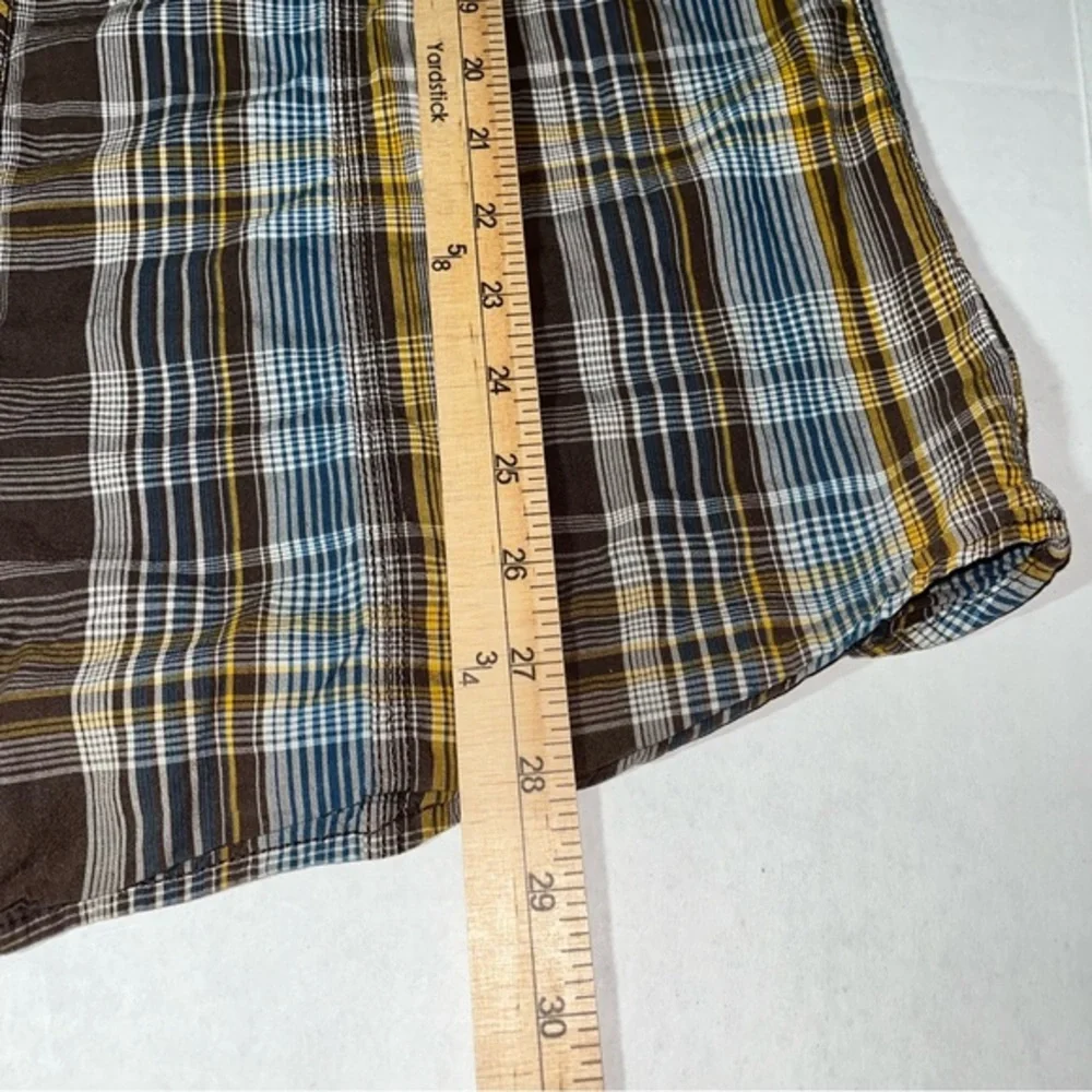 True Religion Made in USA Cotton‎ Short Sleeve Pearl Snap Plaid Shirt